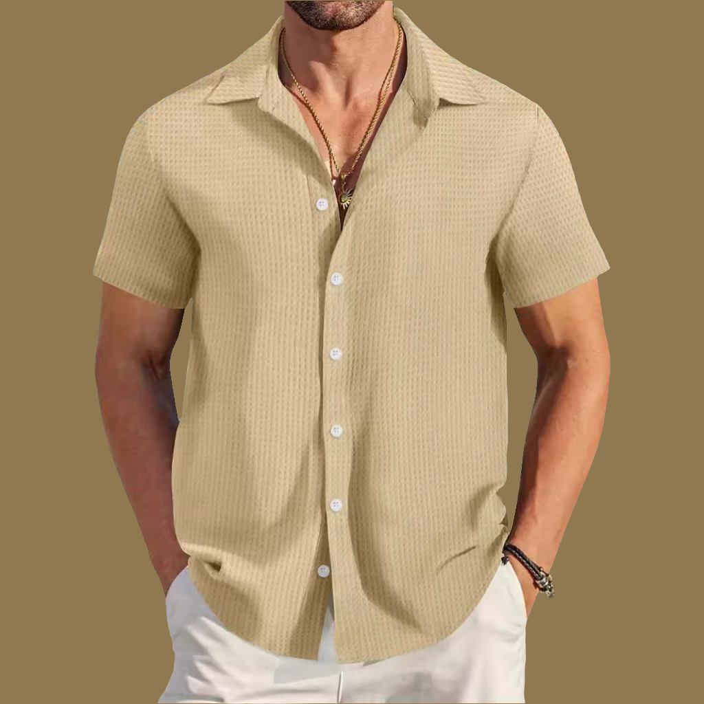 RIZZ Plaid Colorblock Slim Fit Casual Shirt Short Sleeve Shirt