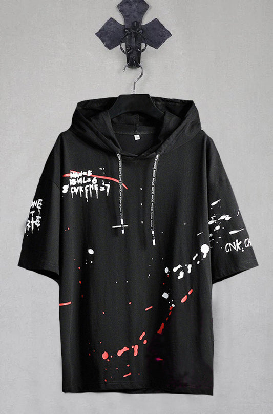Casual Cotton Printed T-shirt Hoodie