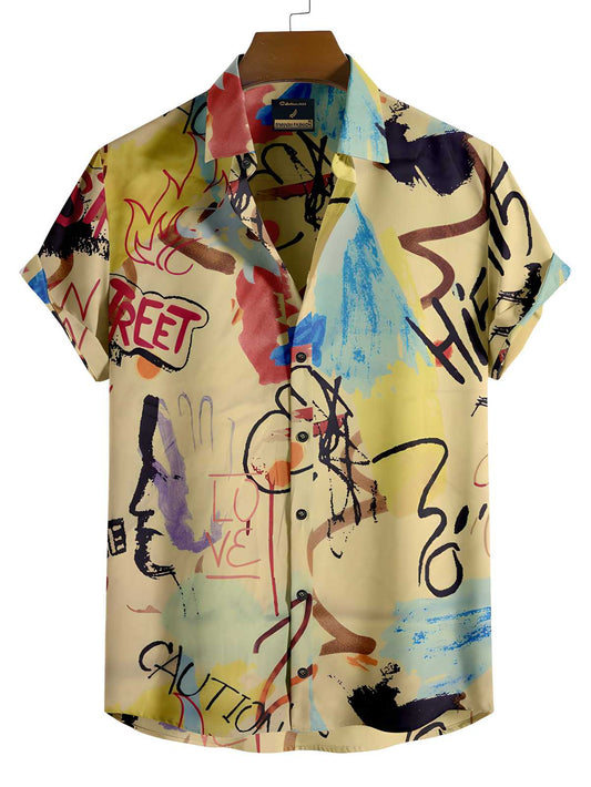 Graffiti Half Sleeves Regular Fit Mens Casual Shirt
