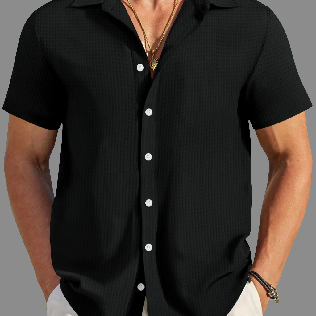 RIZZ Plaid Colorblock Slim Fit Casual Shirt Short Sleeve Shirt