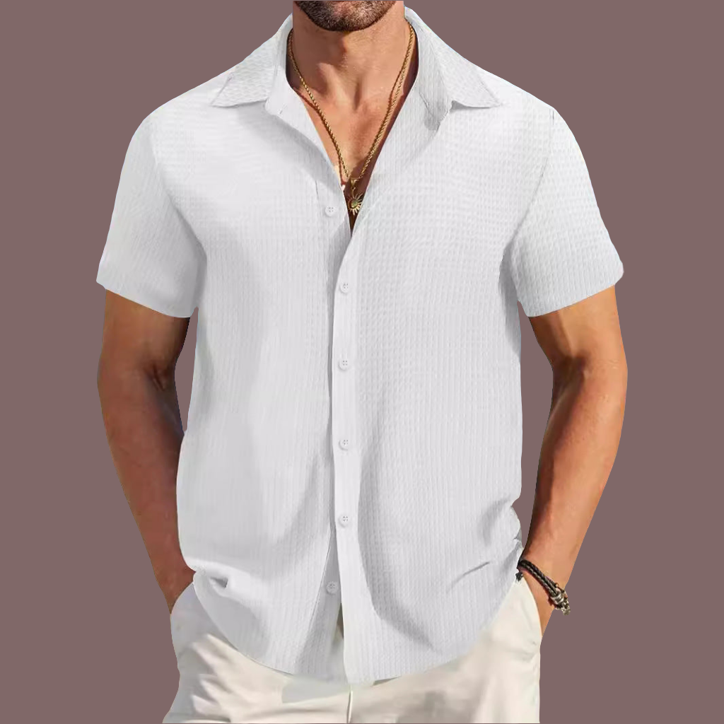 RIZZ Plaid Colorblock Slim Fit Casual Shirt Short Sleeve Shirt