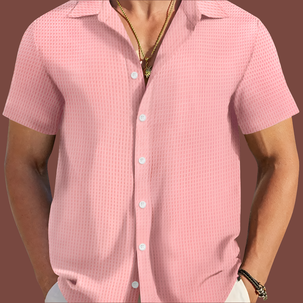 RIZZ Plaid Colorblock Slim Fit Casual Shirt Short Sleeve Shirt