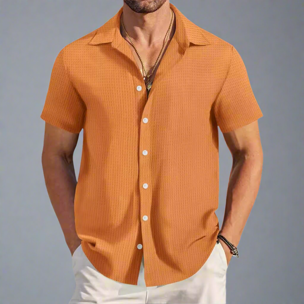 RIZZ Plaid Colorblock Slim Fit Casual Shirt Short Sleeve Shirt