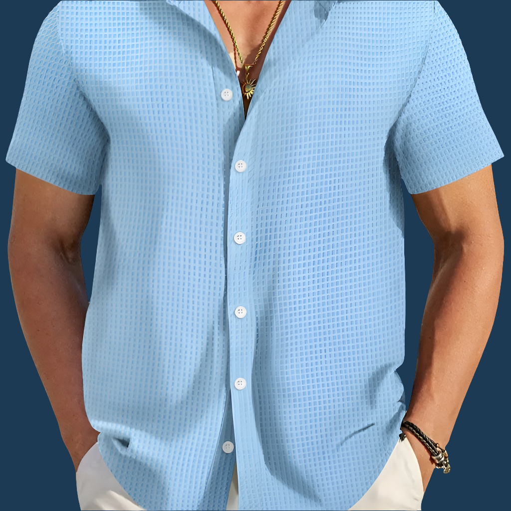 RIZZ Plaid Colorblock Slim Fit Casual Shirt Short Sleeve Shirt